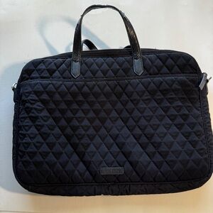 VERA BRADLEY BLACK SOLID QUILTED LGE SHOULDR PORTFOLIO COMPUTER BRIEFCASE